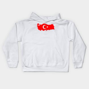 Turkey flag map shape sticker - Turkish flag with moon and star Kids Hoodie